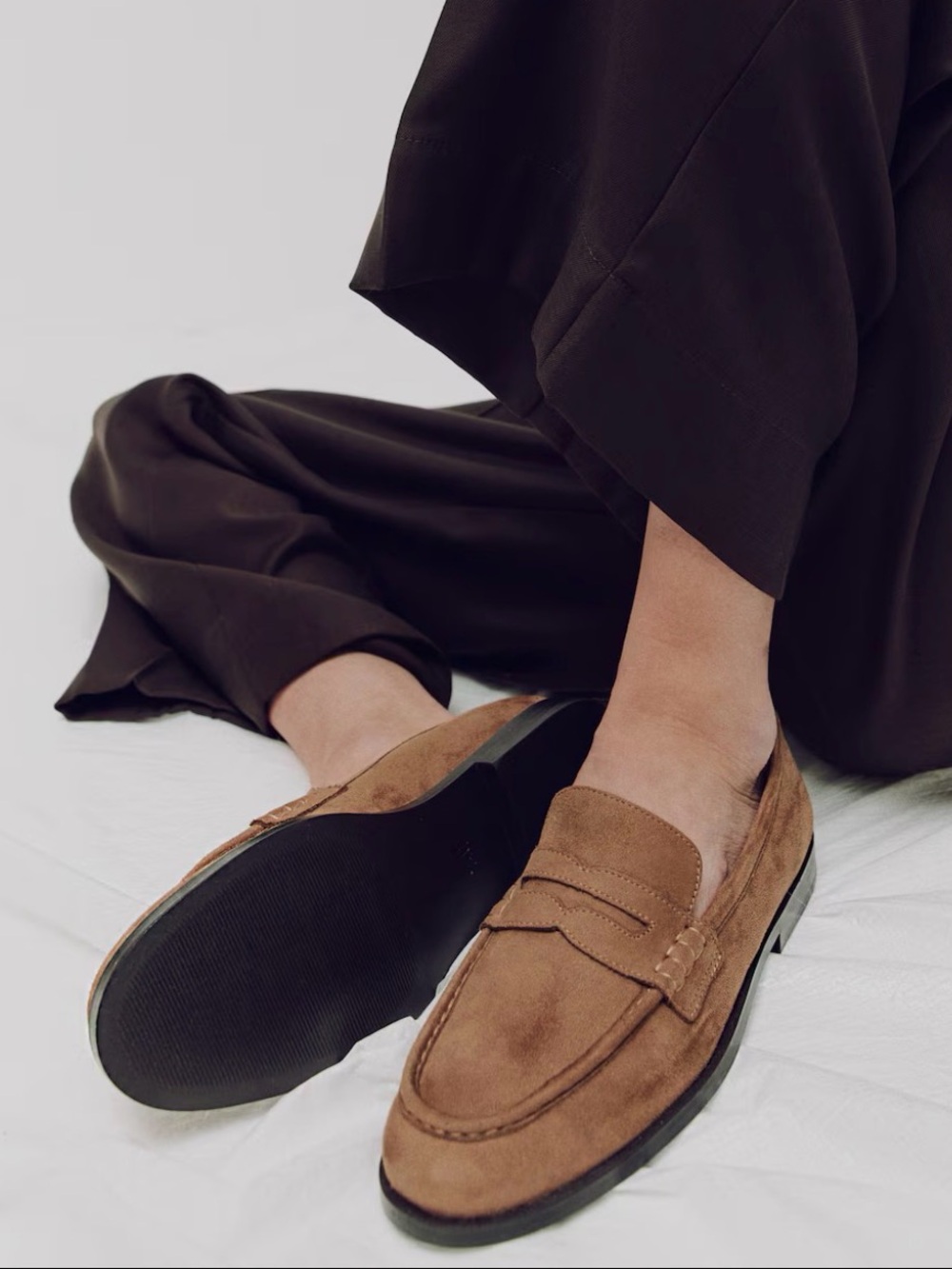 NWT H&M fauxSuede Penny Loafers in Brown size10